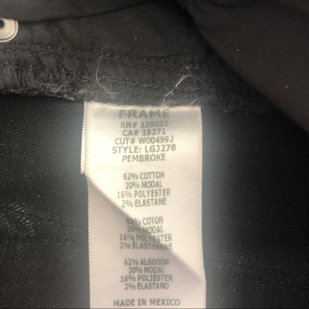 FRAME le Garçon Jeans Pembroke Gray Black size 26 NWT - Picture 2 of 6